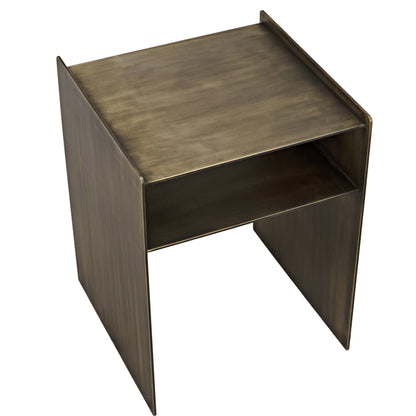 Cyrus Side Table by Noir in aged brass. Made from metal in a modern style.
