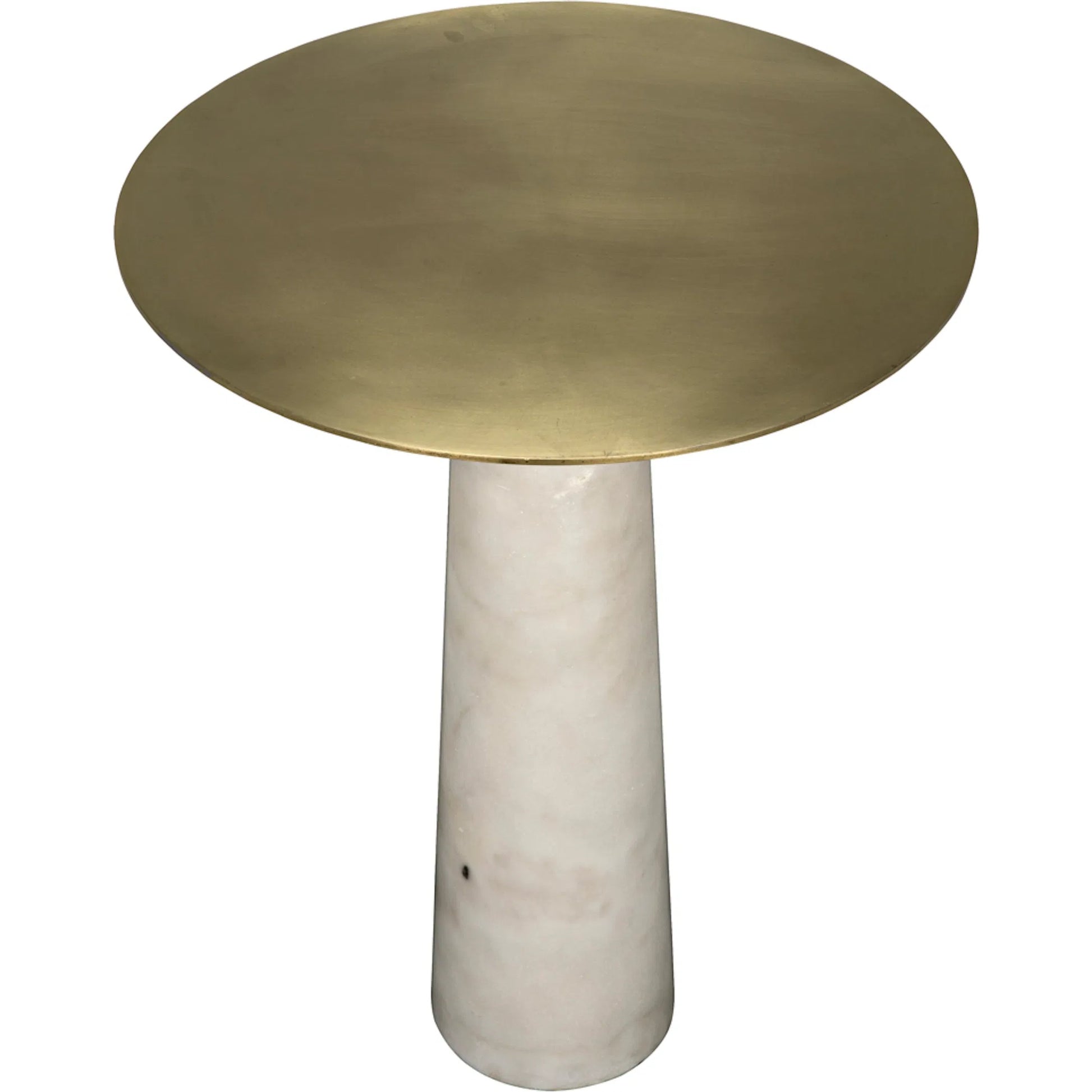 Hotaru Side Table by Noir in antique brass. Made from white marble, metal in a transitional style.