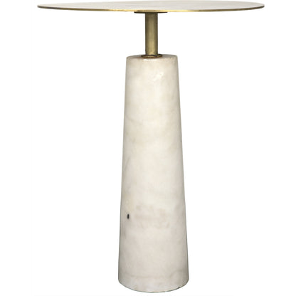 Hotaru Side Table by Noir in antique brass. Made from white marble, metal in a transitional style.