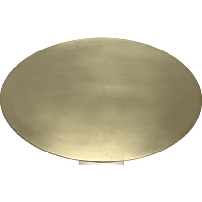Hotaru Side Table by Noir in antique brass. Made from white marble, metal in a transitional style.
