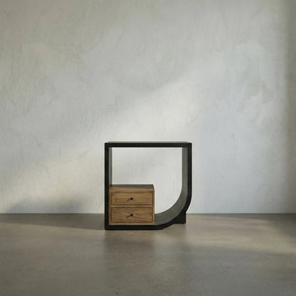 Burton Side Table by Noir in hand rubbed black. Made from mahogany, teak in a modern style.