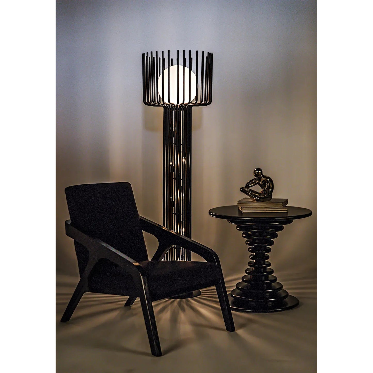 009 S-335422 | Lifestyle | Scheiben Side Table by Noir in hand rubbed black. Made from mahogany in a modern style.