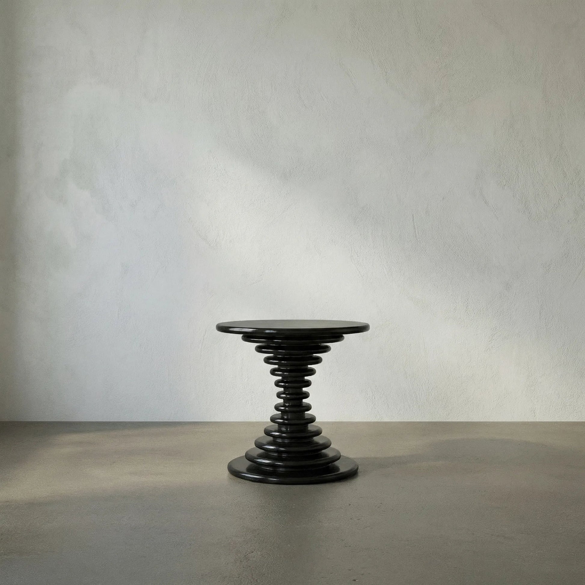 Scheiben Side Table by Noir in hand rubbed black. Made from mahogany in a modern style.