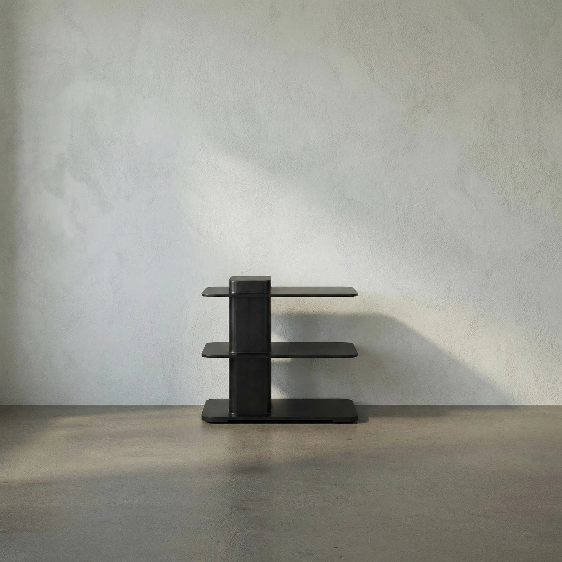 Concoction Side Table by Noir in matte black. Made from industrial steel in a modern style.