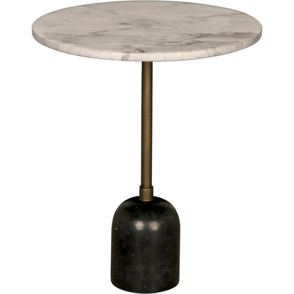 Shantu Side Table with Stone Top by Noir in aged brass. Made from iron, bianco crown marble in a unique style.