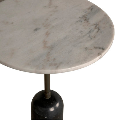 Shantu Side Table with Stone Top by Noir in aged brass. Made from iron, bianco crown marble in a unique style.