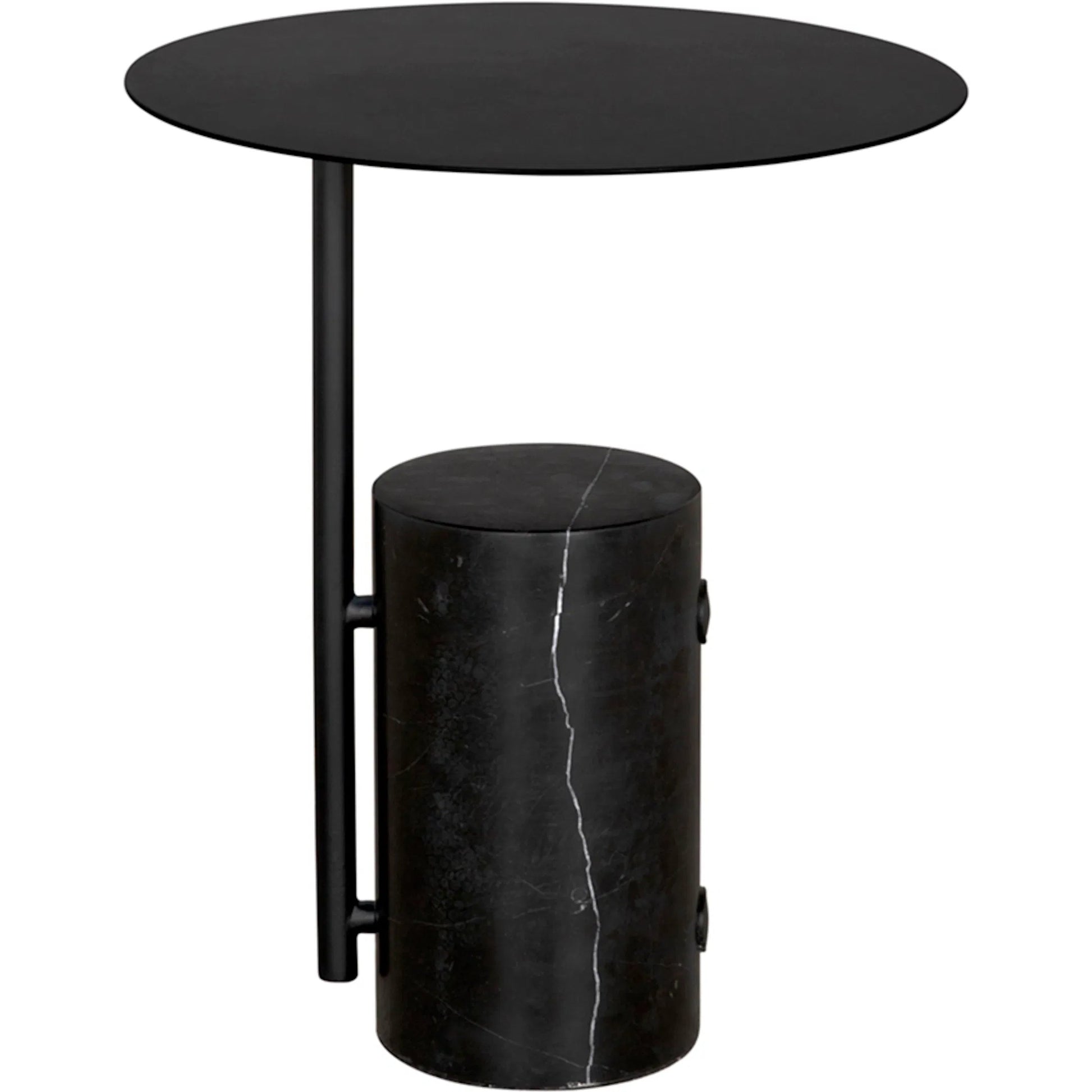 Juma Side Table by Noir in matte black. Made from industrial steel, marble in a modern style.