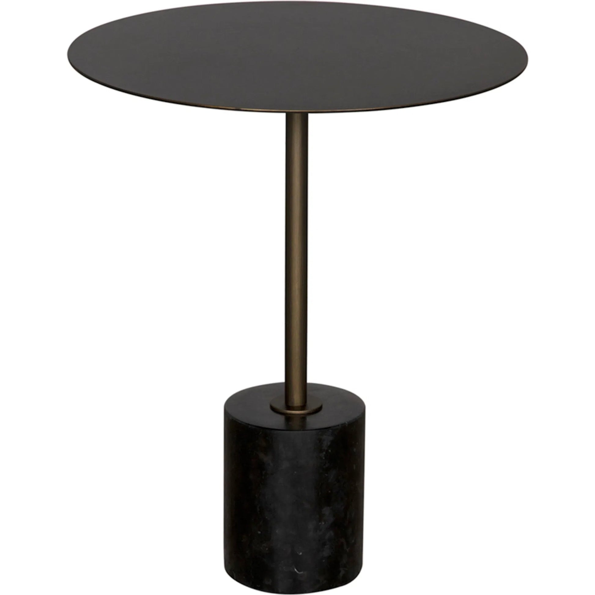 Santosh Side Table by Noir in aged brass. Made from iron, marble in a modern style.