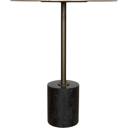 Santosh Side Table by Noir in aged brass. Made from iron, marble in a modern style.