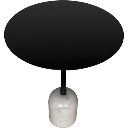Letitia Side Table by Noir in matte black. Made from iron, marble in a modern style.
