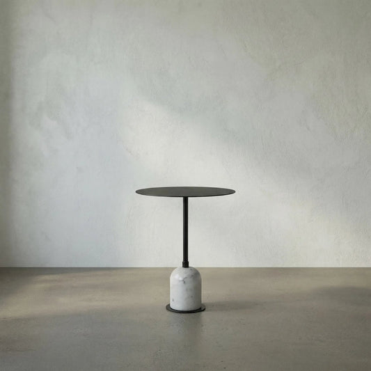 Letitia Side Table by Noir in matte black. Made from iron, marble in a modern style.