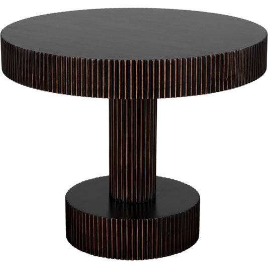 Stringata Table by Noir in hand rubbed black with light brown trim. Made from mahogany, veneer in a unique style.