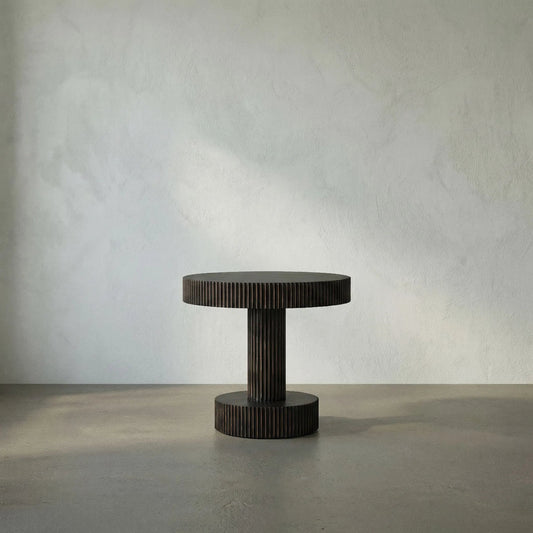 Stringata Table by Noir in hand rubbed black with light brown trim. Made from mahogany, veneer in a modern style.