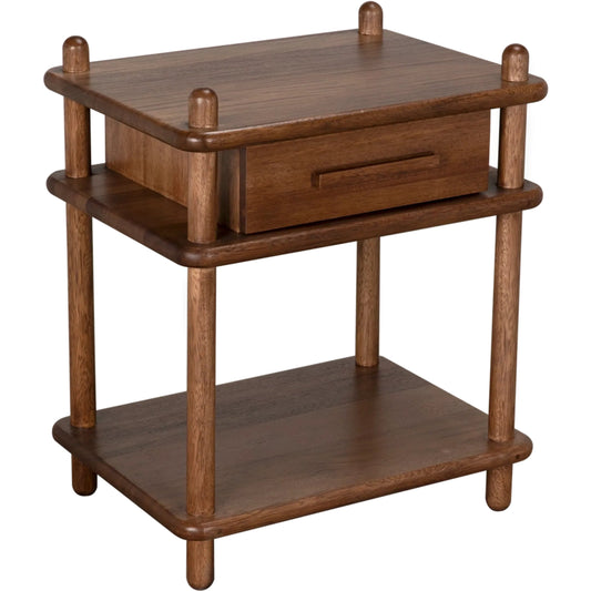 Keller Side Table by Noir in dark walnut. Made from walnut, veneer in a unique style.