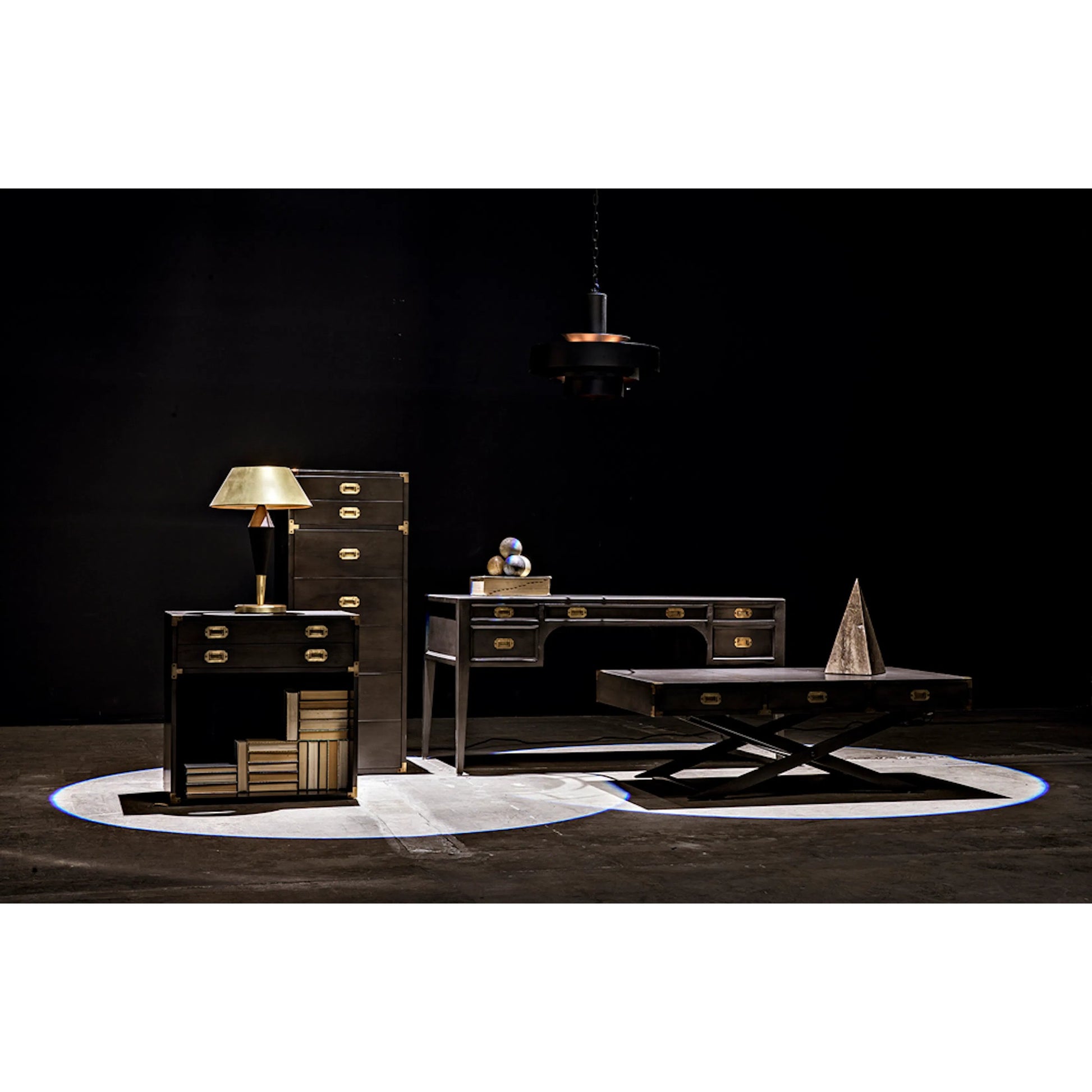 Campaign Chest by Noir in pale. Made from mahogany in a transitional style.