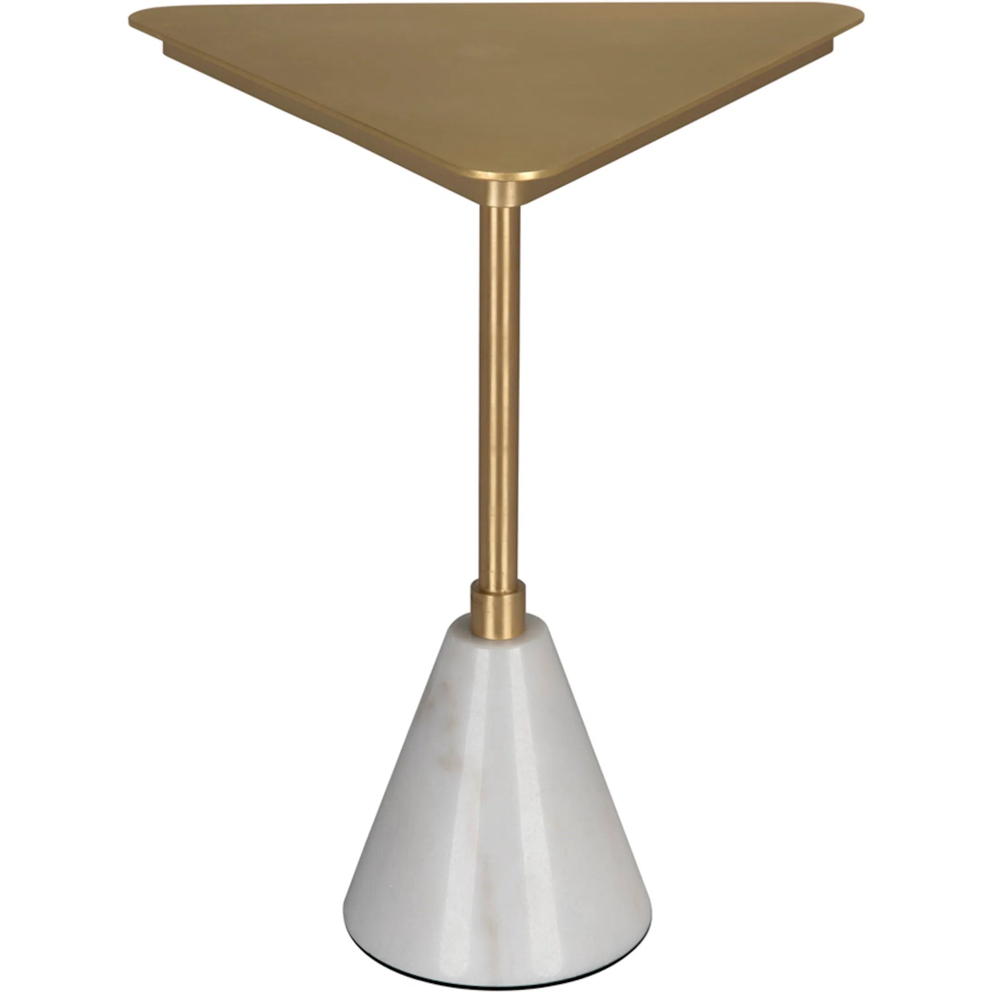 Darwin Side Table by Noir in antique brass. Made from industrial steel, bianco crown marble in a unique style.