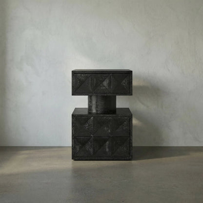 Kingston Side Table by Noir in black walnut. Made from walnut, veneer in a modern style.