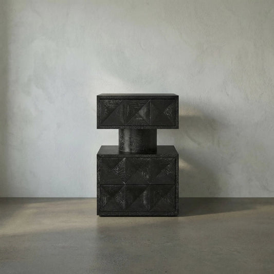 Kingston Side Table by Noir in black walnut. Made from walnut, veneer in a modern style.