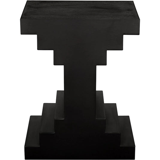 Melbourne Side Table by Noir in black walnut, matte black. Made from iron, walnut in a unique style.