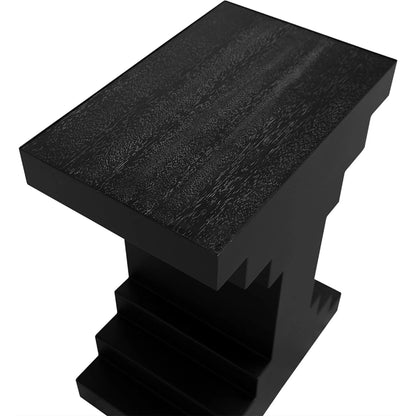 Melbourne Side Table by Noir in black walnut, matte black. Made from iron, walnut in a modern style.