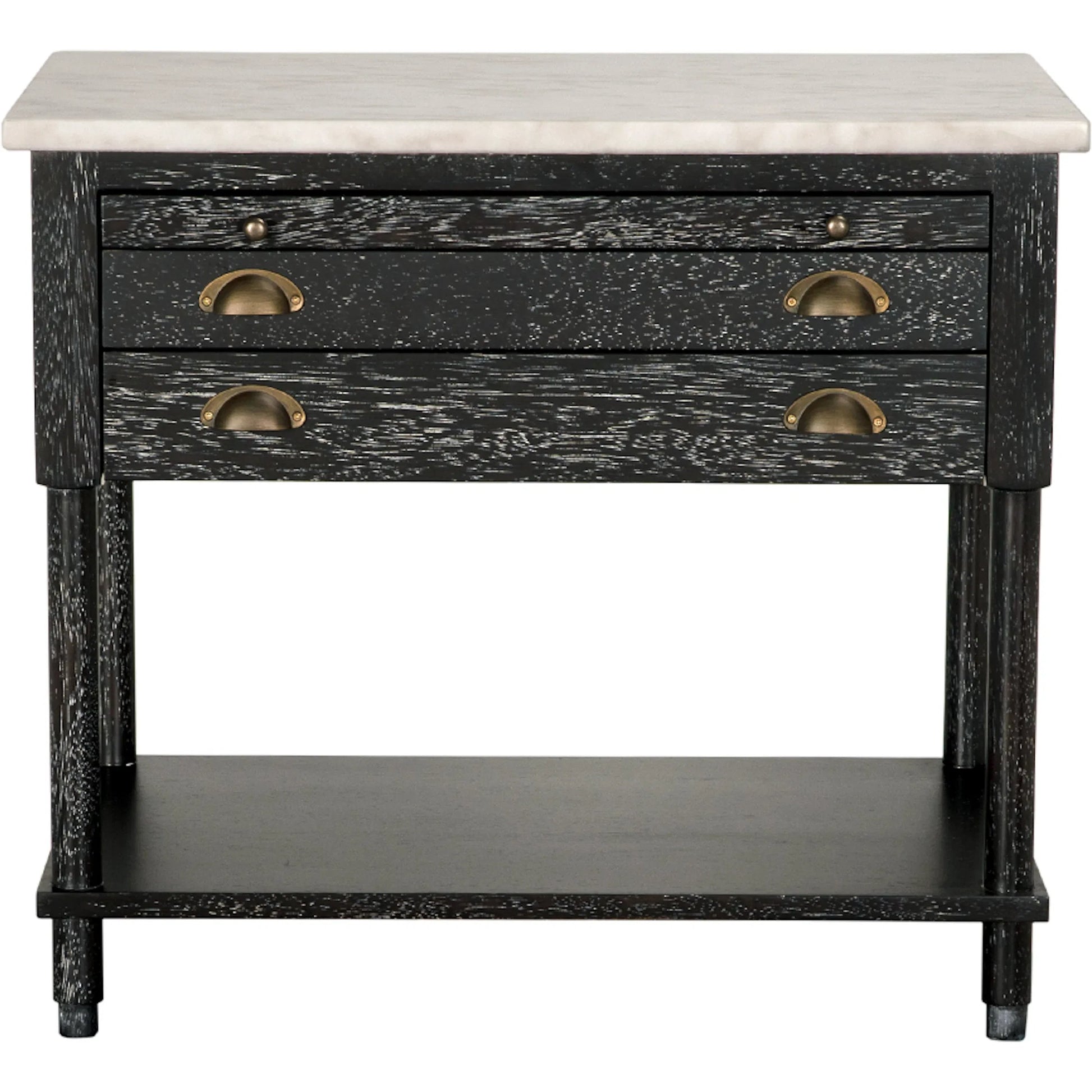 Artemio Side Table with Marble Top by Noir in black walnut. Made from walnut, marble in a traditional style.