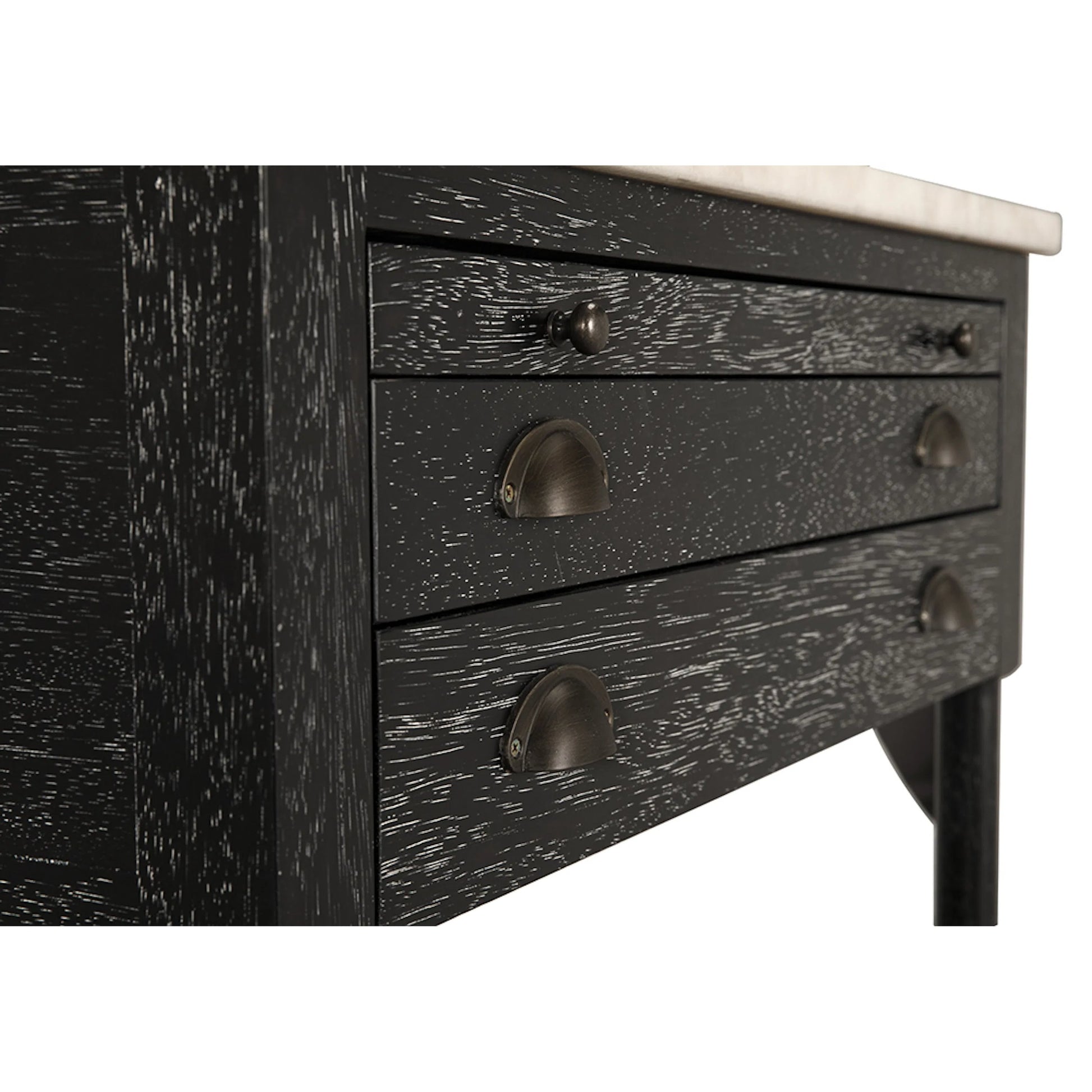 Artemio Side Table with Marble Top by Noir in black walnut. Made from walnut, marble in a traditional style.