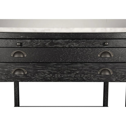 Artemio Side Table with Marble Top by Noir in black walnut. Made from walnut, marble in a traditional style.