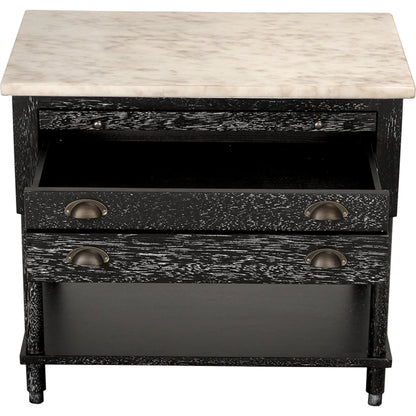 Artemio Side Table with Marble Top by Noir in black walnut. Made from walnut, marble in a traditional style.
