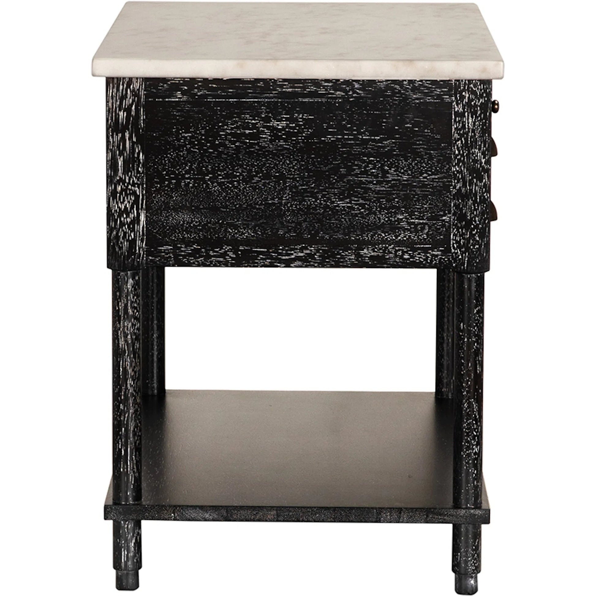 Artemio Side Table with Marble Top by Noir in black walnut. Made from walnut, marble in a traditional style.