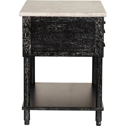 Artemio Side Table with Marble Top by Noir in black walnut. Made from walnut, marble in a traditional style.