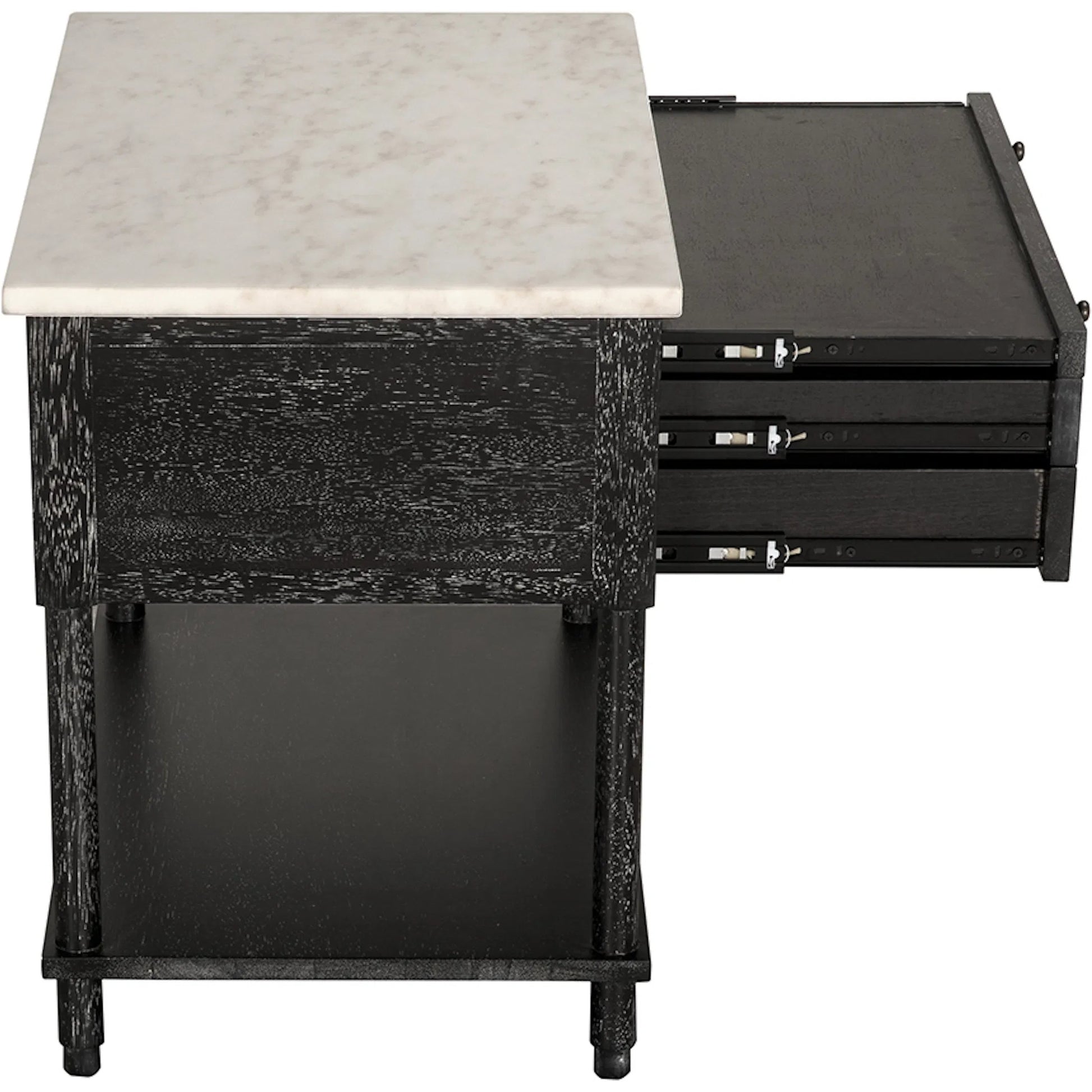 Artemio Side Table with Marble Top by Noir in black walnut. Made from walnut, marble in a traditional style.