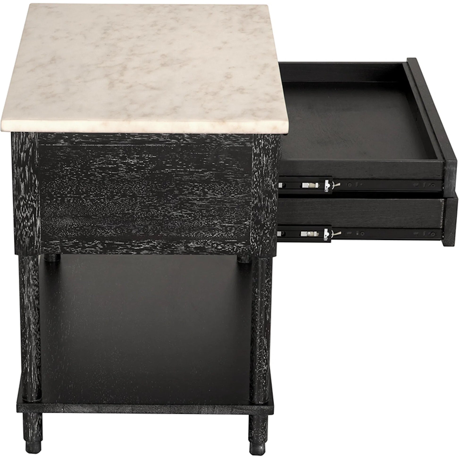 Artemio Side Table with Marble Top by Noir in black walnut. Made from walnut, marble in a traditional style.