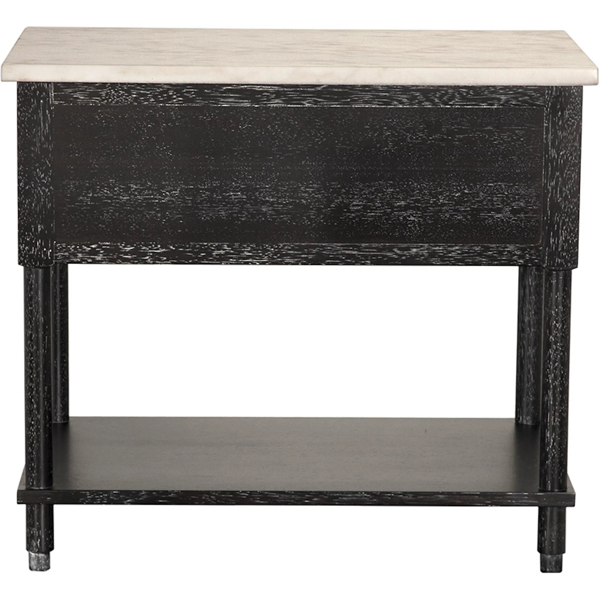 Artemio Side Table with Marble Top by Noir in black walnut. Made from walnut, marble in a traditional style.