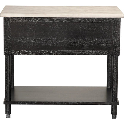 Artemio Side Table with Marble Top by Noir in black walnut. Made from walnut, marble in a traditional style.