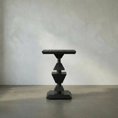 Majesty Side Table by Noir in hand rubbed black. Made from mahogany in a modern style.