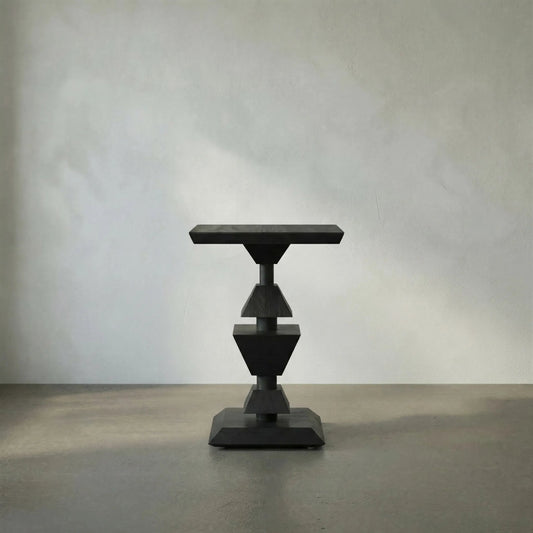 Majesty Side Table by Noir in hand rubbed black. Made from mahogany in a modern style.