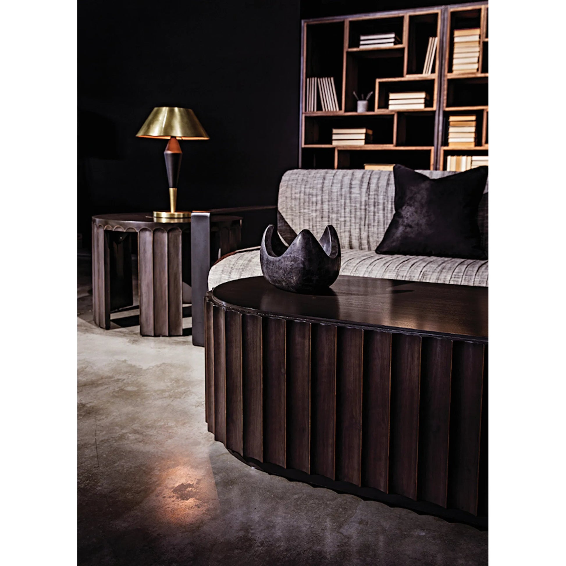 Fluted Side Table by Noir in pale. Made from mahogany in a eclectic & global style.