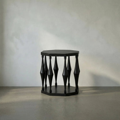 Marceo Side Table by Noir in hand rubbed black. Made from mahogany in a modern style.