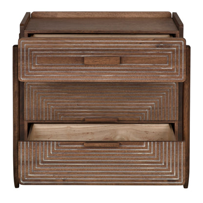 Savino Side Table by Noir in dark walnut. Made from walnut in a modern style.