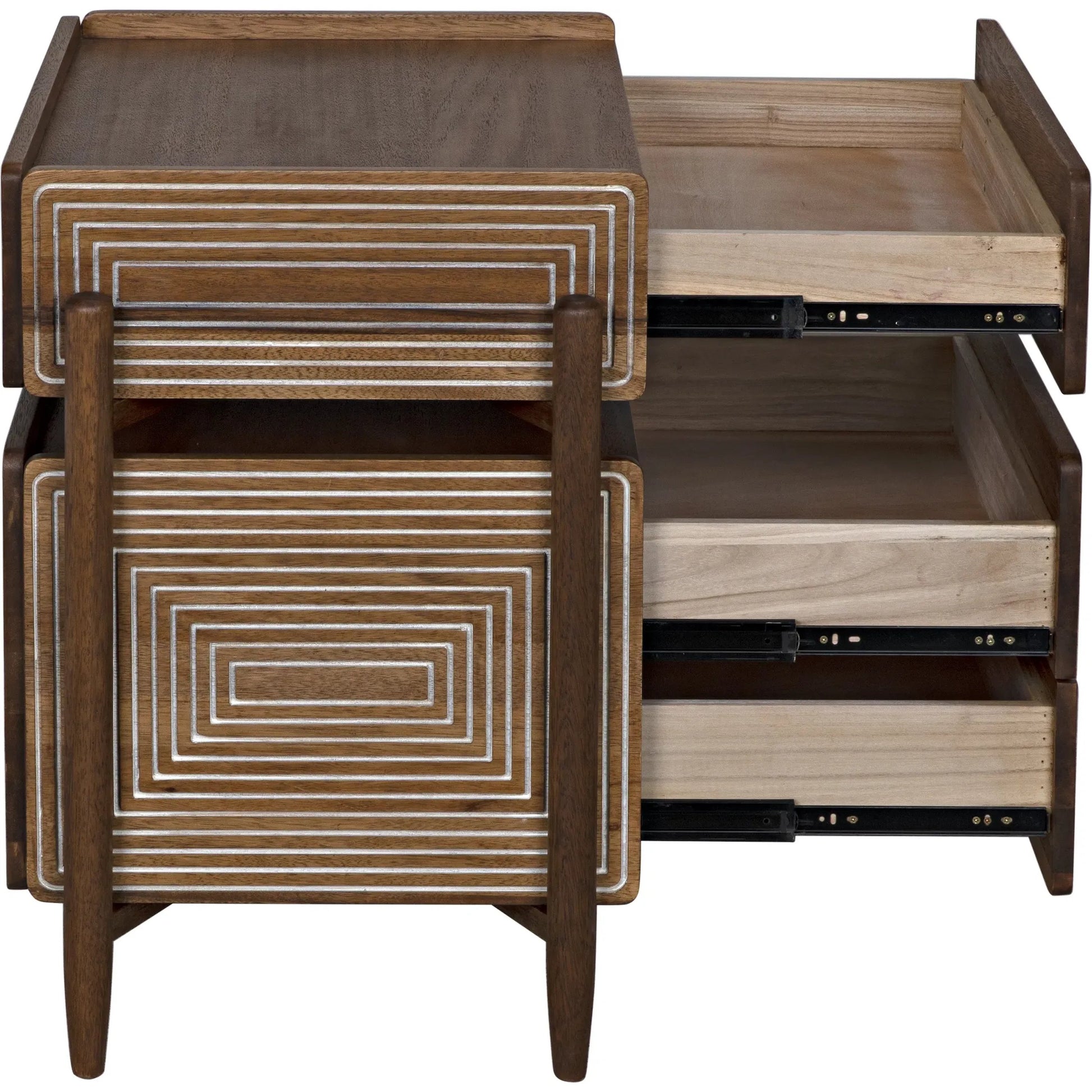 Savino Side Table by Noir in dark walnut. Made from walnut in a modern style.