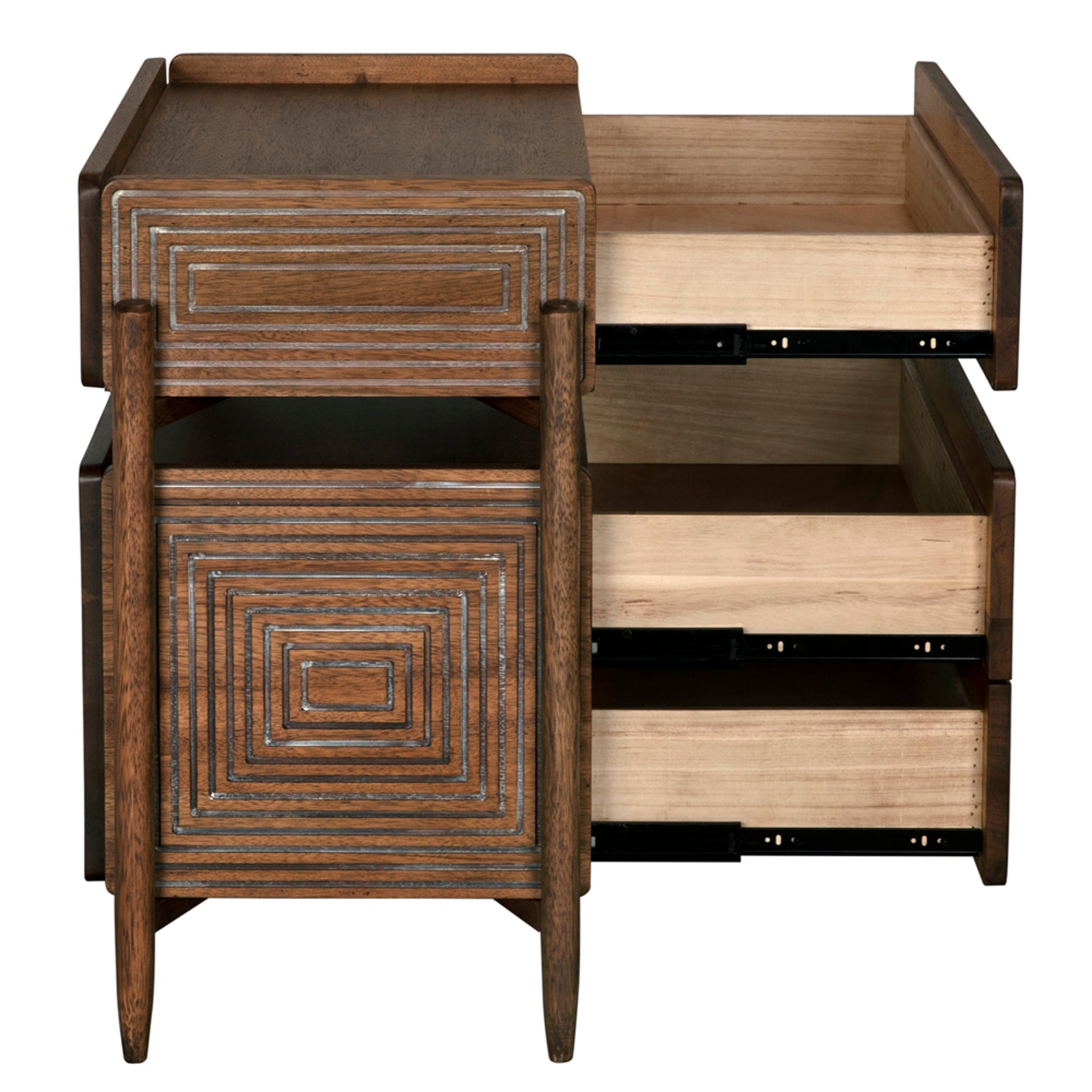 Savino Side Table by Noir in dark walnut. Made from walnut in a modern style.