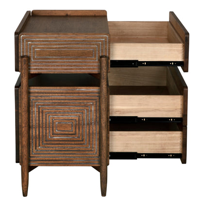 Savino Side Table by Noir in dark walnut. Made from walnut in a modern style.