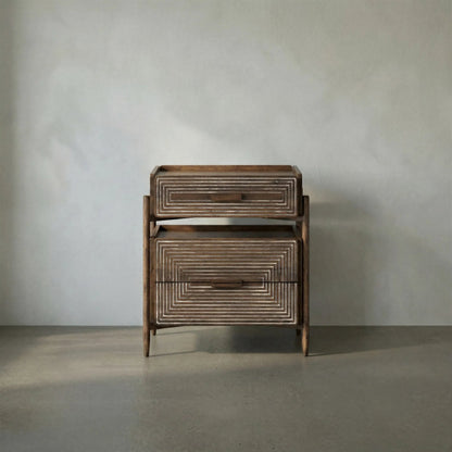 Savino Side Table by Noir in dark walnut. Made from walnut in a modern style.
