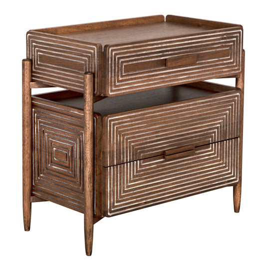Savino Side Table by Noir in dark walnut. Made from walnut in a modern style.