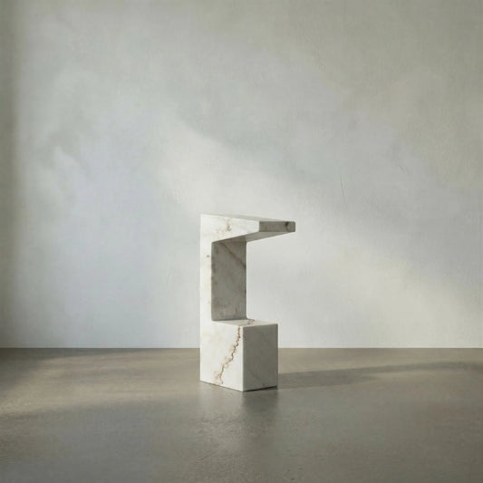 Aero Side Table by Noir in white marble. Made from marble in a modern style.