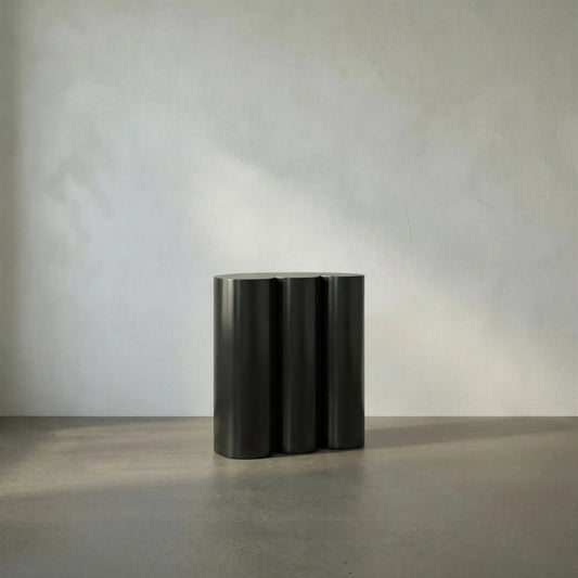Bast Side Table by Noir in matte black. Made from industrial steel in a modern style.