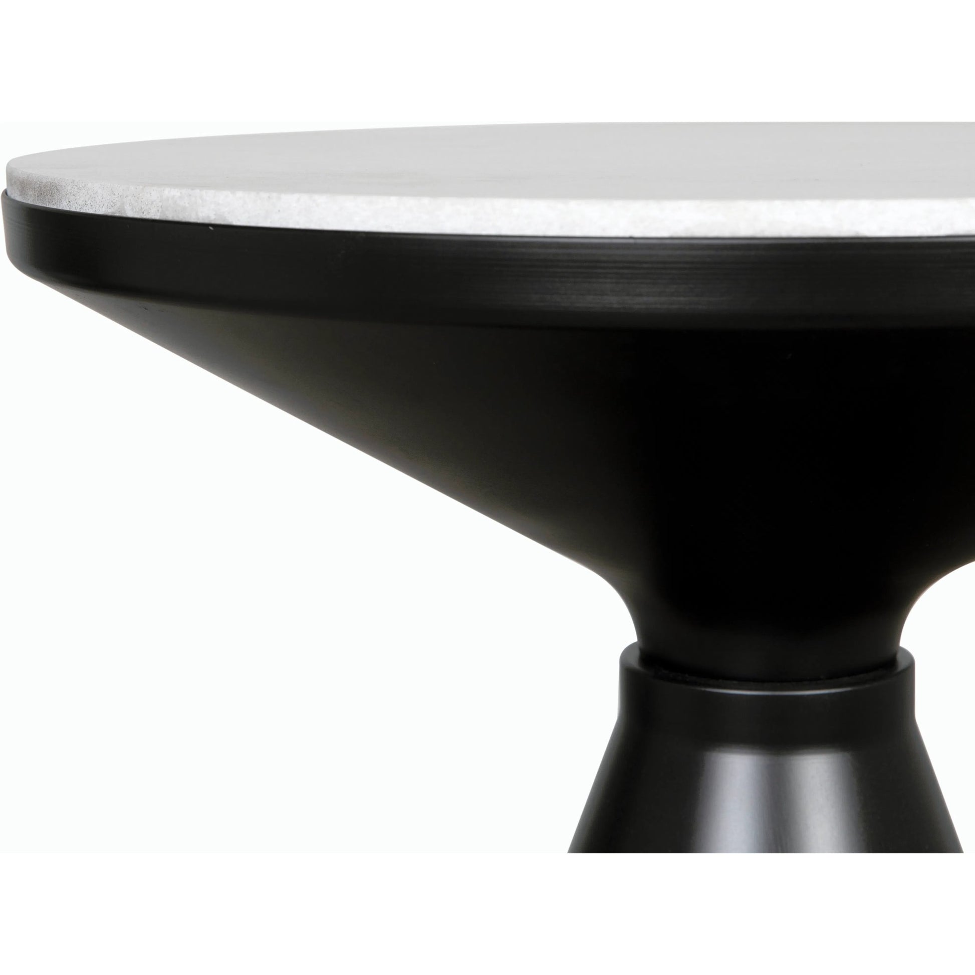 Marley Side Table by Noir in matte black. Made from industrial steel and bianco crown marble in a modern style.
