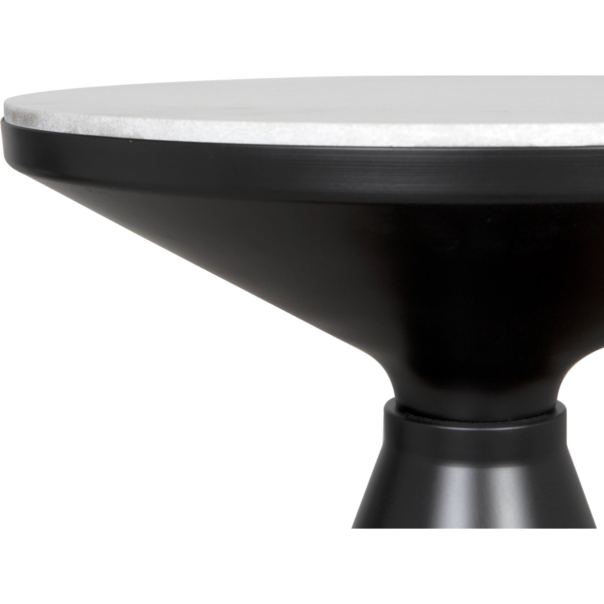 Marley Side Table by Noir in matte black. Made from industrial steel and bianco crown marble in a modern style.