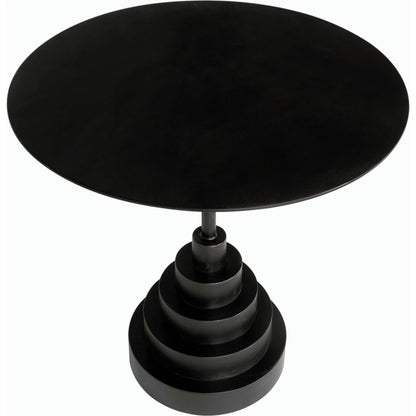 Nova Round Side Table by Noir in matte black. Made from industrial steel in a modern style.