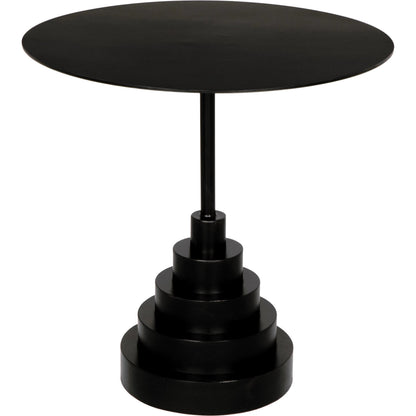 Nova Round Side Table by Noir in matte black. Made from industrial steel in a modern style.